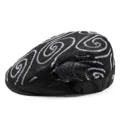 Stylish black flat cap for women featuring silver sequin swirl embroidery detail. - Adjustable (55-59cm) / Sequin Circle Black