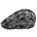 Elegant vintage floral embroidery plaid newsboy cap with adjustable metal buckle - Adjustable (55-59cm) / Line Flower Black