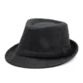 Elegant charcoal grey wool felt fedora hat featuring a matching decorative band - Size M 57-58cm / Self-Band Style / Dark Gray