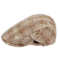 Chic brown plaid flat cap with elegant white floral embroidery for women, stylish sunshade - Adjustable (55-59cm) / Line Flower Khaki