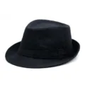 Classic black felt fedora hat with matching band for autumn and winter vintage jazz style - Size M 57-58cm / Self-Band Style / Dark Blue