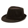 Classic dark brown wool felt fedora hat for men and women, elegant retro British style - Size M 57-58cm / Self-Band Style / Coffee