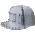 Berretto snapback hip-hop bianco con lettere KING in acrilico e rivetti in metallo - Bianco KING