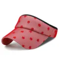 Visera para el sol para mujer con flores de encaje rojo y malla transpirable de deporte - 55-59cm / Estilo 2 Rojo