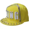 Cappellino da baseball hip-hop giallo con lettere KING e punte metalliche argentate - The Yellow KING