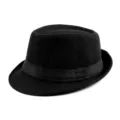 Classic black wool felt fedora jazz hat with matching decorative ribbon for unisex wear - 57-58cm / Ribbon Style / Black