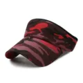 Red camouflage pattern empty top sun visor hat for outdoor summer sports and hiking travel - Adjustable (56-59cm) / Camouflage Style No.23