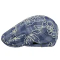 Vintage blue plaid flat cap for women featuring white floral embroidery and adjustable strap - Adjustable (55-59cm) / Line Flower Dark Blue