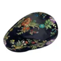 Elegant ethnic style black beret featuring vibrant floral embroidery for women fashion - Adjustable (55-59cm) / Black with Gold Green Flowers