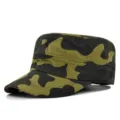 Verstellbare Baumwoll-Flachkopf-Militärmütze im Tarnmuster für Outdoor-Sonnenschutz - Passend für 55-59CM Kopfumfang / Kaffee-Grün Camouflage