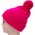 Berretto in maglia rosa vivace con elegante pompon per un caldo comfort invernale - Rosa Rosso (Palla di Filo)