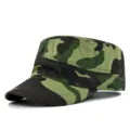 Unisex Camouflage-Flachmütze aus Baumwolle für den Outdoor-Sonnenschutz - Passend für 55-59CM Kopfumfang / Armeegrün Camo