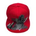 Vibrant red snapback hat with detailed koi fish embroidery in traditional Chinese style - Koi Fish Embroidery / Red