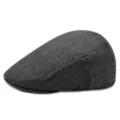 Classica coppola in lana strutturata grigio antracite per uomo e donna, calda per l'inverno - Taglia Unica (Per 56-58CM) / Colore 14 (Plaid Grigio Scuro)