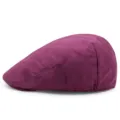 Coppola in lana viola spessa per uomo e donna cappello piatto invernale caldo - Taglia Unica (Per 56-58CM) / Rosso Porpora Tinta Unita