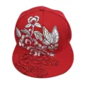 Rote Hip-Hop Snapback-Kappe mit feiner chinesischer Blumen- und Schmetterlingsstickerei - Schmetterlingsblumen-Stickerei / Rot