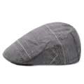 Berretto piatto in lana a quadri grigi per uomo e donna, cappello invernale. - Taglia Unica (Per 56-58CM) / Colore 6 (Plaid Grigio/Nero)