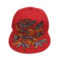 Rote Hip-Hop-Kappe mit flacher Krempe und farbenfroher Bambusblatt-Stickerei im China-Stil - Bambusblattstickerei / Rot