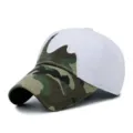 Casquette de baseball blanche professionnelle avec visière camouflage et patch montagne - Taille Unique (56-60cm) / Blanc