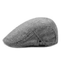 Classic black and white houndstooth cotton flat cap with an adjustable side buckle - Adjustable 56-58cm Head Circumference / Color 19