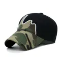 Casquette de baseball unisexe avec patchwork camouflage pour la protection solaire - Taille Unique (56-60cm) / Noir