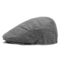 Berretto piatto classico in lana a spina di pesce grigia per uomo e donna, cappello caldo - Taglia Unica (Per 56-58CM) / Grigio Nero Spina di Pesce