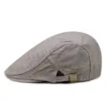 Men's breathable cotton linen newsboy cap with adjustable side buckle, brown textured finish - Adjustable 56-58cm Head Circumference / Color 22