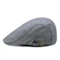 Grey textured cotton flat cap with adjustable bronze buckle for casual outdoor wear - Adjustable 56-58cm Head Circumference / Color 21