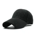 Casual black hip hop baseball cap featuring a unique colorful paint splatter design - Adjustable (56-60cm) / Curved Brim Colorful Splatter / Black (PYM105)
