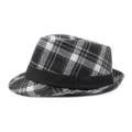 Klassischer schwarz-weiß karierter Fedora-Hut mit kurzer Krempe für Herren und Damen - Einheitsgröße(56-58cm) / Schwarz-weiß kariert