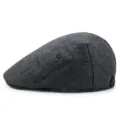 Berretto classico in lana spessa grigia per uomo e donna, cappello piatto caldo - Taglia Unica (Per 56-58CM) / Grigio scuro