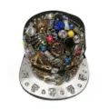 Punk Hip-Hop Baseballcap mit flacher Krempe und Totenkopf- und Tigerkopf-Nietenverzierung - Verstellbar 56-60cm / Leopard Kopf Strass Dämonenkralle Stil