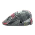 Klassische rot-grau karierte Baumwoll-Baskenmütze mit verstellbarer Schnalle für Unisex - Verstellbar 56-58cm Kopfumfang / Farbe 27