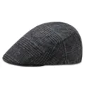 Berretto classico in lana a quadri grigi per uomo e donna, cappello piatto invernale. - Taglia Unica (Per 56-58CM) / Plaid Grigio Scuro e Nero (Colore 18)
