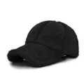 Schwarze Wildleder-Baseballkappe mit warmem Sherpa-Fleece-Futter für Herbst und Winter. - 56-59cm(Einstellbar) / Schwarz (Ohne Pompon)