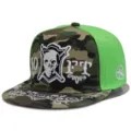 Trendy camouflage en neon groene hip-hop pet met stoere doodskop borduring voor streetwear - Verstelbaar / Grasgroen Camo