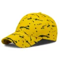 Fashionable yellow baseball cap featuring a black graffiti splash ink print design for summer - Adjustable (56-60cm) / Ink Splash Yellow