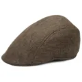 Boina vintage de lino marrón transpirable para hombre y mujer protección solar exterior - Talla única(56-58cm) / Ajuste regular / Café