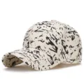 Modische Baseballkappe mit schwarzem Tintenspritzer-Graffiti-Druck auf beigem Stoff - Verstellbar (56-60cm) / Tintenspritzer-Hellbeige