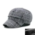 Klassische graue karierte Newsboy-Mütze für Damen in warmer Herbst- und Wintermode - Einheitsgröße für 56-58cm / Grau