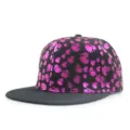 Cappello snapback hip-hop nero con stampa a teschio rosa metallizzato molto vivace - Regolabile / Nero con Teschio Rosa