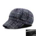 Gorra de vendedor de periódicos vintage a cuadros azules para mujer en tela de algodón - Talla Única para 56-58cm / Azul marino