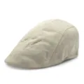Gorra plana retro de lino transpirable en beige para protección solar al aire libre - Talla única(56-58cm) / Ajuste regular / Beige