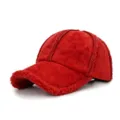 Stylish winter red suede baseball cap featuring warm plush shearling lining for cold weather - 56-59cm(Adjustable) / Red (No Pom Pom)