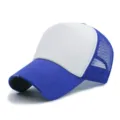 Minimalistische blauw-witte mesh truckerpet met distressed rand voor de zomerse zon - Verstelbaar (56-59cm) / Blauw en Wit