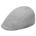 Gorra plana clásica de lino transpirable para hombre y mujer en color gris claro - Talla única(56-58cm) / Ajuste regular / Gris claro
