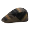 Vintage brown striped wool flat cap for men and women winter warmth outdoor style - 56-58cm / Coffee