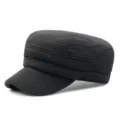Klassieke grijze wollen platte militaire pet voor heren met warm en dik winterweefsel - Volledig Gesloten Eén Maat 57-58cm / koffiekleur