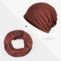 Lightweight and breathable modal cotton beanie and neck gaiter set in terracotta brown - One Size / Coffee