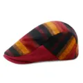 Stylish vintage wool patchwork striped beret flat cap for men and women winter warmth - 56-58cm / Red
